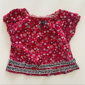 EUC Baby Togs red floral blouse